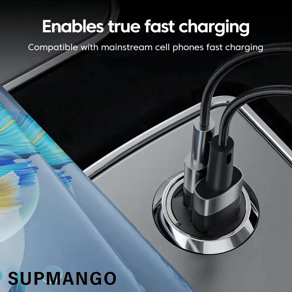 Car Charger Mini PD QC Pull Ring Fast Charging USB C Car Phone Charger Adapter iPhone 13 12 Xiaomi Samsung Huawei