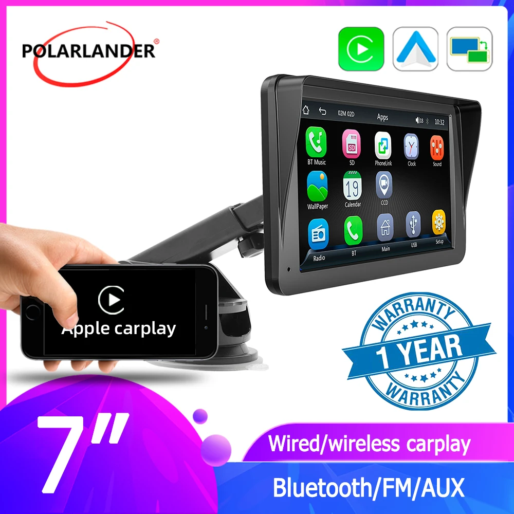 

Car Multimedia Player Wireless Carplay Android Auto Airplay 7 Inch Portable Bluetooth Stereo Receiver Wireless Carplay Monitor