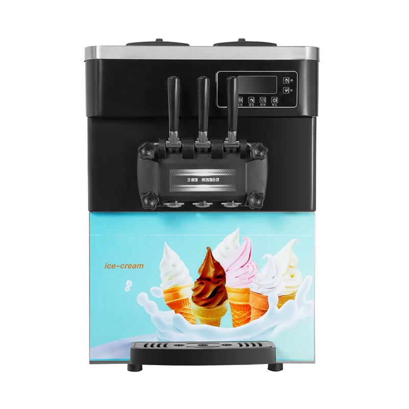 

2021 Hot Sale Small Soft Ice Cream Machine Automatic Table Type 3 Flavors Ice Cream Make Equipment