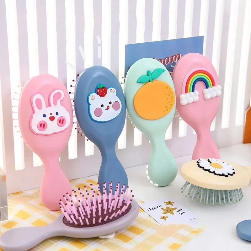 Mini Portable Small Massage Untangling Hairbrush Cute Cartoon Air Cushion Anti-screw Hair Brush Comb for Girls Things Care Tools hair styling tools hair brush comb baby hair comb