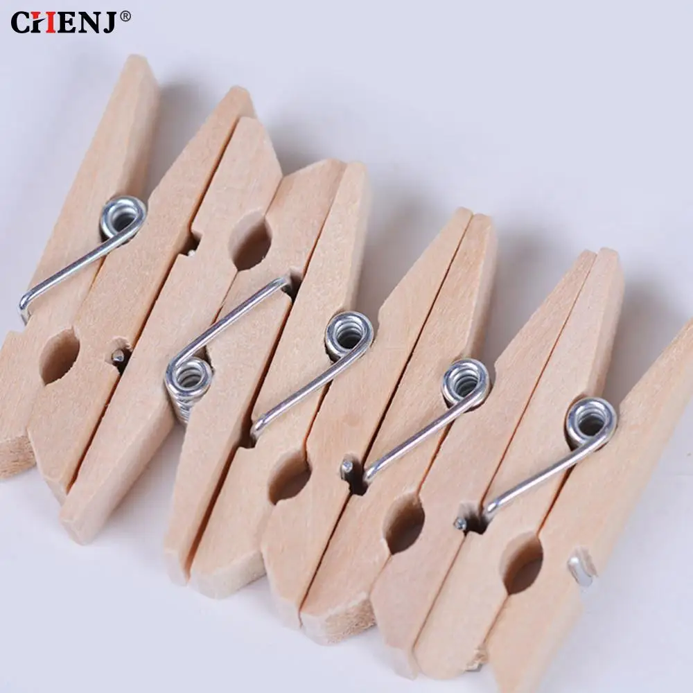 

50Pcs Practical Mini Natural Wooden Clothes Photo Paper Peg Pin Clothespin Craft Clips School Office Stationery
