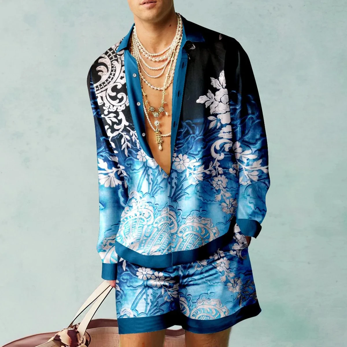

Fashion Shirt Sets 3D Printed Men's 2PCS Suits Casual Long Sleeves Shirts Beach Shorts Streetwear Hawaiian Suits Man clothing