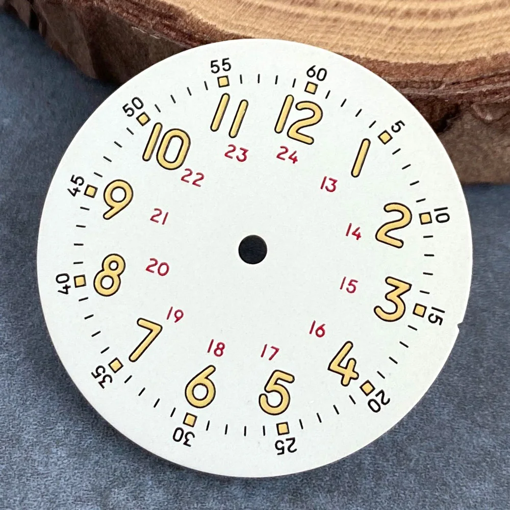 Vintage Black Hand Pilot Field Watch Dial Face - 29mm | No Logo Design with Numbers Markers