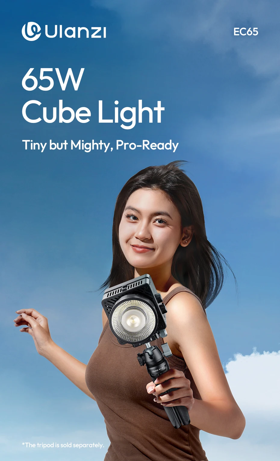 65W Cube Light COB Light 2700-6500K Mini Bowens Mount COB Video Light Support Re
