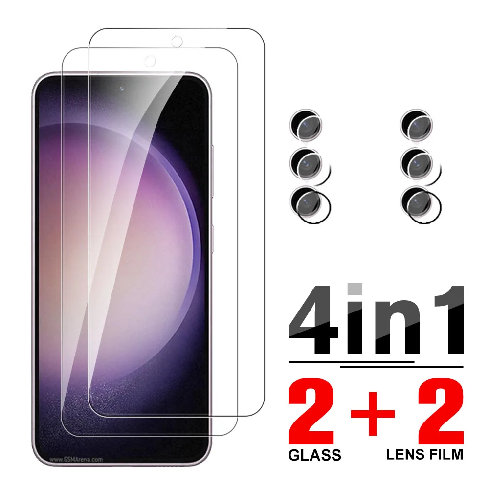 

4in1 Tempered Glass Case For Samsung S23 Plus Screen Protectors Samsun s 23 23plus s23plus 5G Camera Lens Protective Film Cover