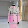 Man Stanad Collar Suits Sparkly Crystals Beaded Appliques Wedding Groom Tuxedo Custom Made Male Fashion Clothing Prom Blazer 3