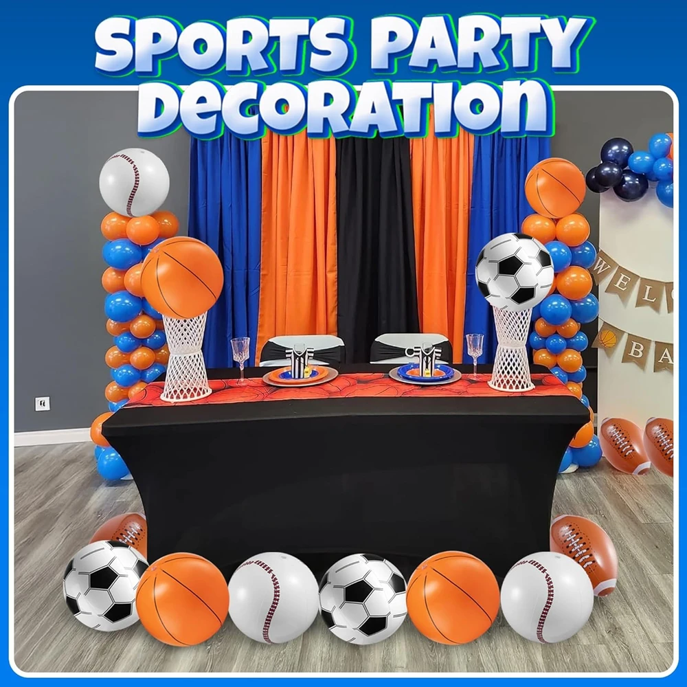 16" Inflatable Sports Beach Balls-Basketball Baseball Football Soccer for Themed Parties, Pool Toys Birthday Party Favors