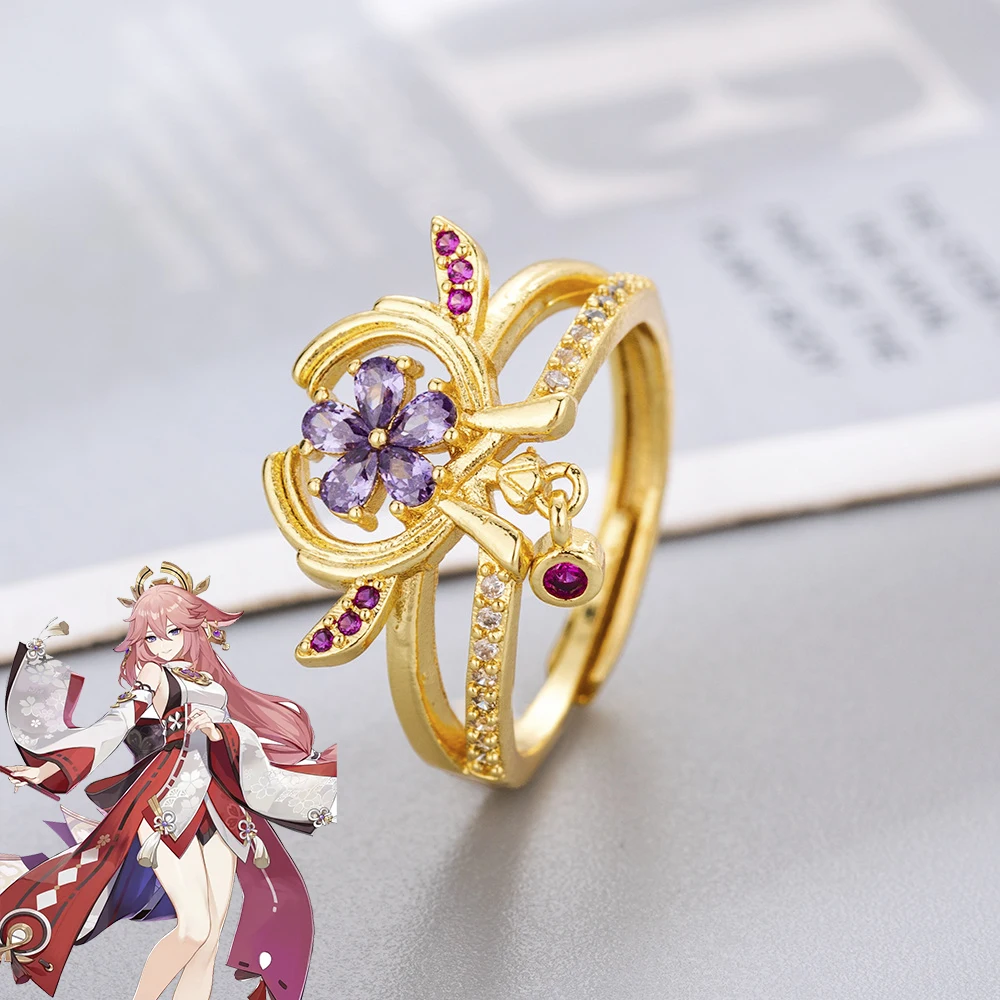 

Game Genshin Impact Yae Miko Cosplay Ring halloween Adjustable Opening Pendant Rings Jewelry Accessories Women Gifts
