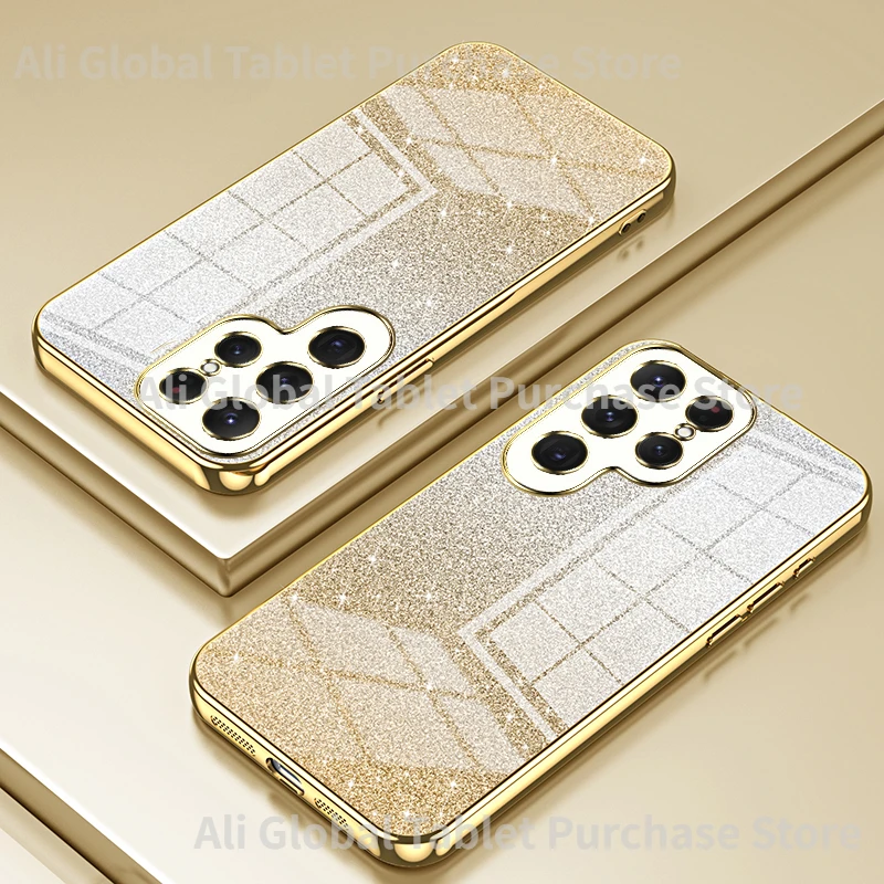 

Glitter Electroplated Phone Case For Samsung Galaxy S24 S23 S21 FE S22 Ultra Plus Silicone Soft TPU Shockproof Back Cover