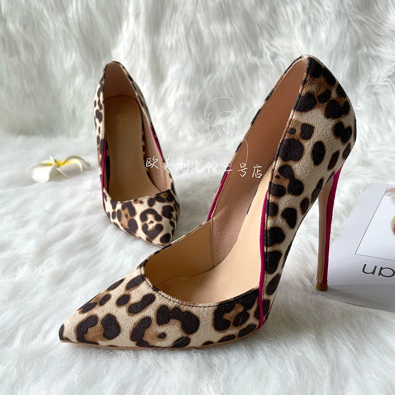 Hot Sale Sexy Leopard Suede D'Orsay Heels Peach Suede 12CM Thin