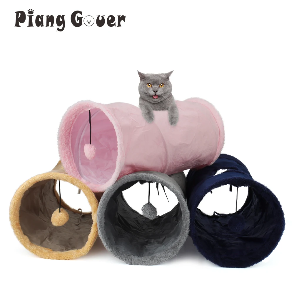 Collapsible Cat Tunnel Suede Fabric Puppy Rabbit Play Chase Hide Tunnel  Tube Indoor for Game Exercising Hiding Training Pet Toys