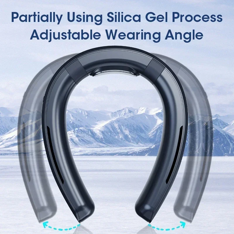 Portable Hands Free Wireless Neck Fan 4000mAh USB Rechargeable Bladeless 3-Speed Silent for Office Outdoor Travel
