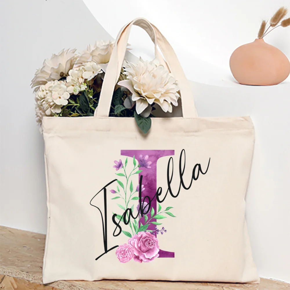 Personalized Bridesmaid Tote Bag Initial with Name Handbag Bridal ...