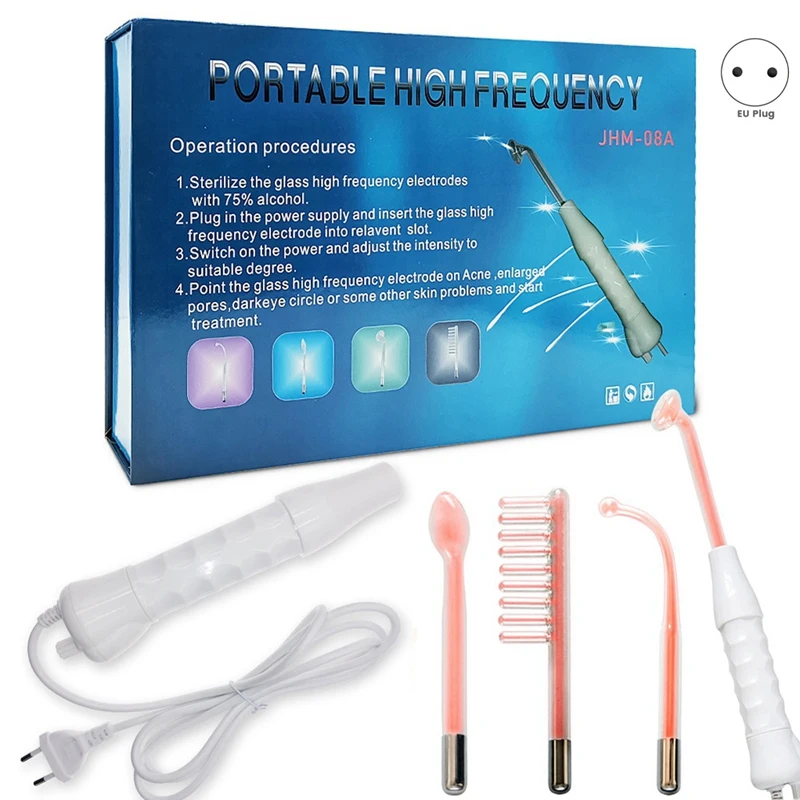 4 In 1 Portable High Frequency Electrotherapy Beauty Device Facial Skin Care As Shown Plastic Spa Derma 4 Violet EU Plug