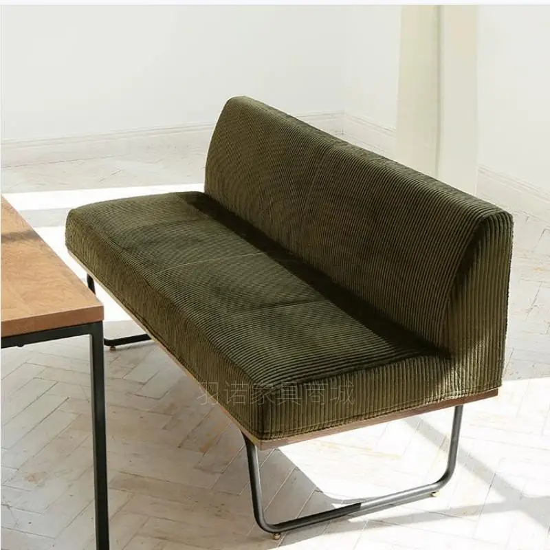 

Nordic fabric bench, double backrest, armchair, corduroy, long wrought iron, entryway, changing shoes, modern