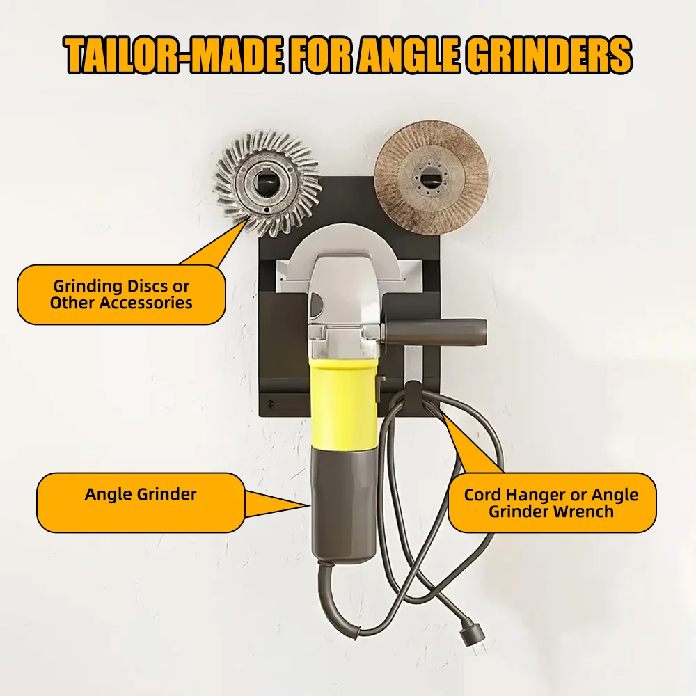 Angle Grinder Wall Storage Mount Wall-Mounted Hanging Shelf Fixed Polishers Holder Stable Storage for Workshop Home Garage tool organizer power tool holder angle grinder holder