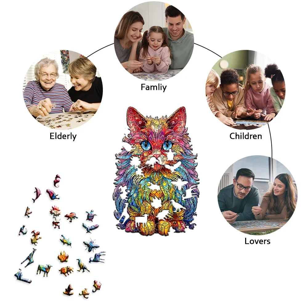 Persian Cat - Wooden Puzzles for Advanced Players - Creative Various Special Shapes, Creative Gifts puzzle en bois 2