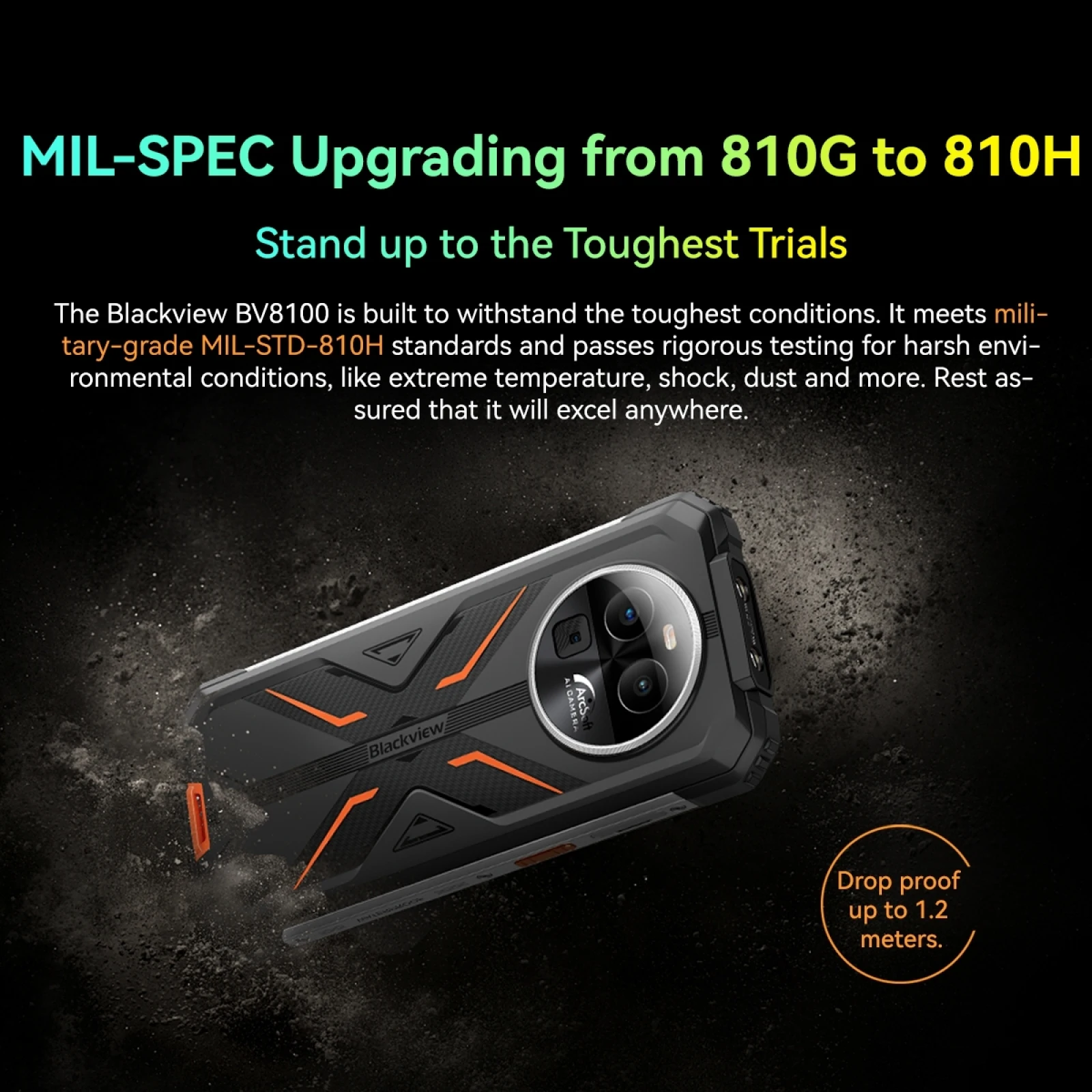 Blackview BV8100 Rugged Phone 8GB+256GB 6.5" 2.4K FHD+ Android 14 Helio G99 2.2GHz 50MP 8800mAh 45W 4G NFC Smartphone 6