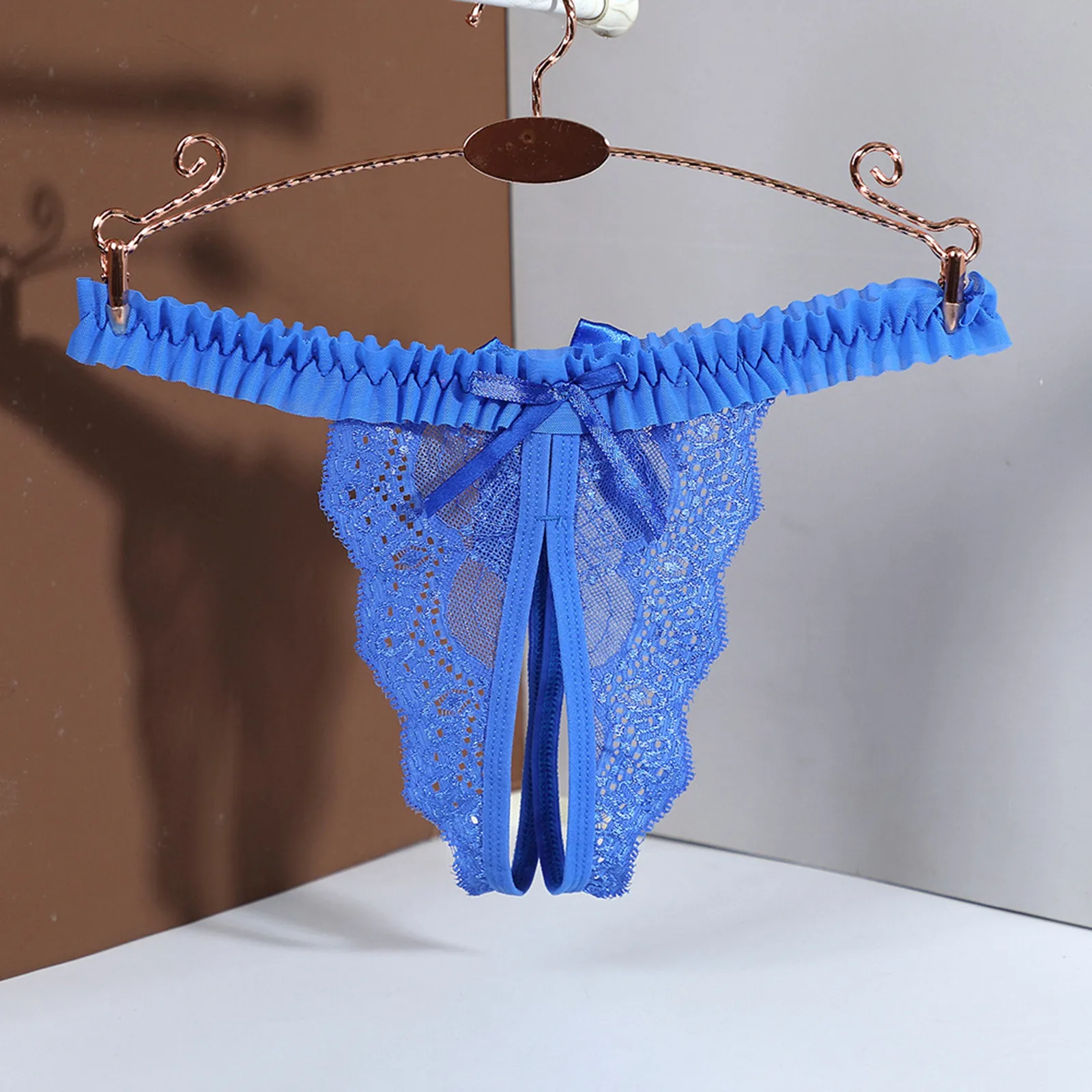 Women Panties Female Underwear Lace Panties Womens Underwear Women's Sexy Solid Lace Panties Open Crotch Transparent Bowknots T Pants Thong Ladies Sexy Erotic Panties Underwear трусы женски