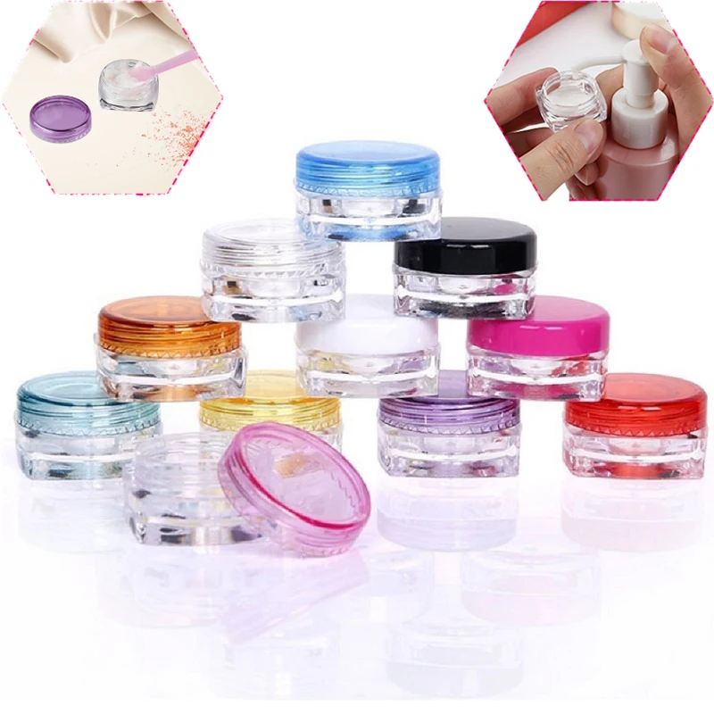 

5Pcs 3g/5g Plastic Empty Square Cosmetic Sample Jars Clear Pot Bottles Makeup Containers Fit Face Cream Lip Balm Crafts Storage