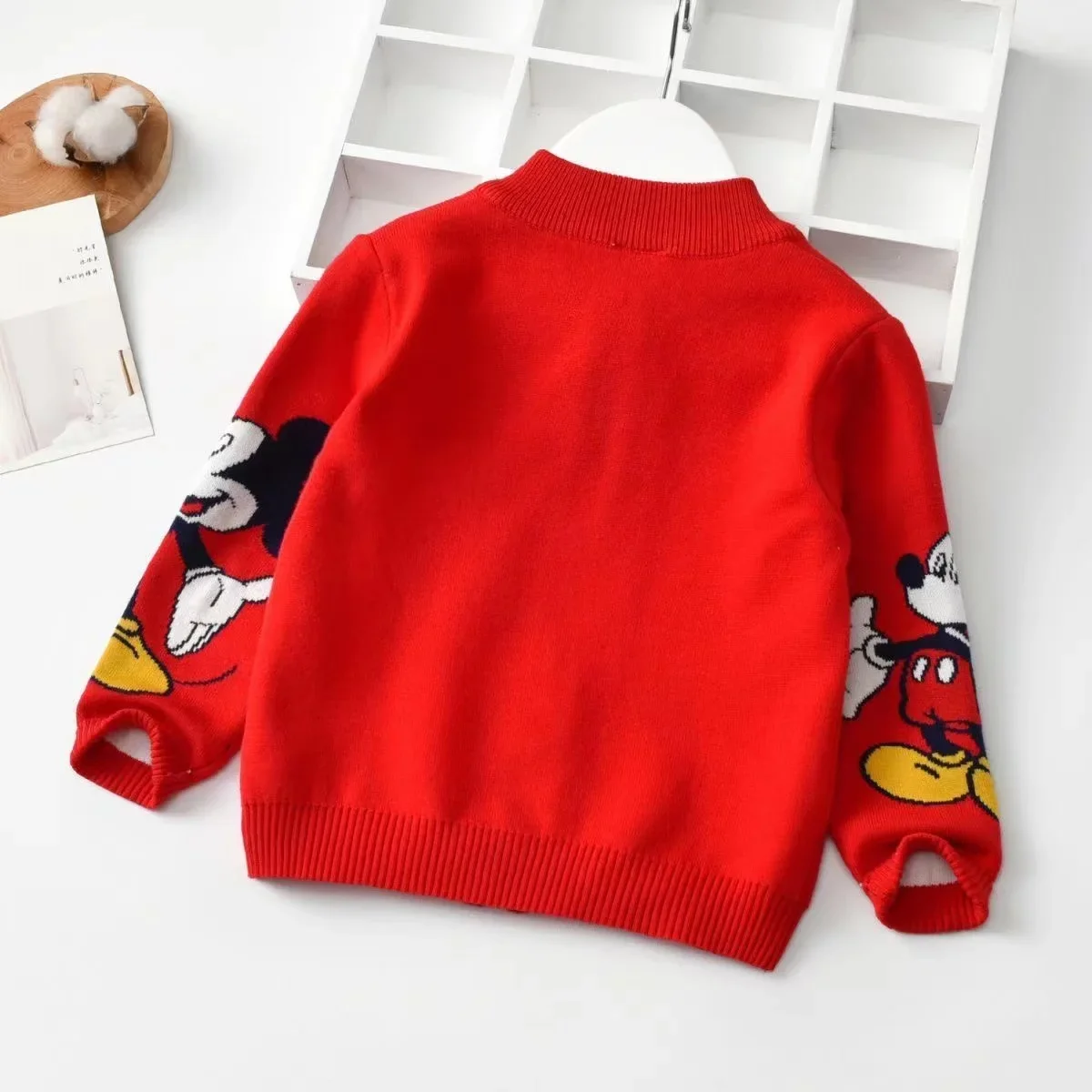 Children Tops Baby Girls Sweaters Spring Autumn Winter Cartoon Mickey Mouse Knitted Cotton Children Clothes Kids Tops Boys Jacket Zipper Coat