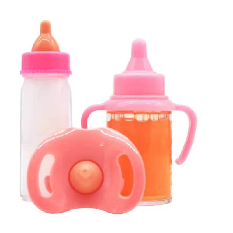Doll accessories Baby Doll Feeding Bottle Set Baby Care Toy Stroller 2pc Milk And Juice Bottles With Toy Pacifier For Baby Dolls