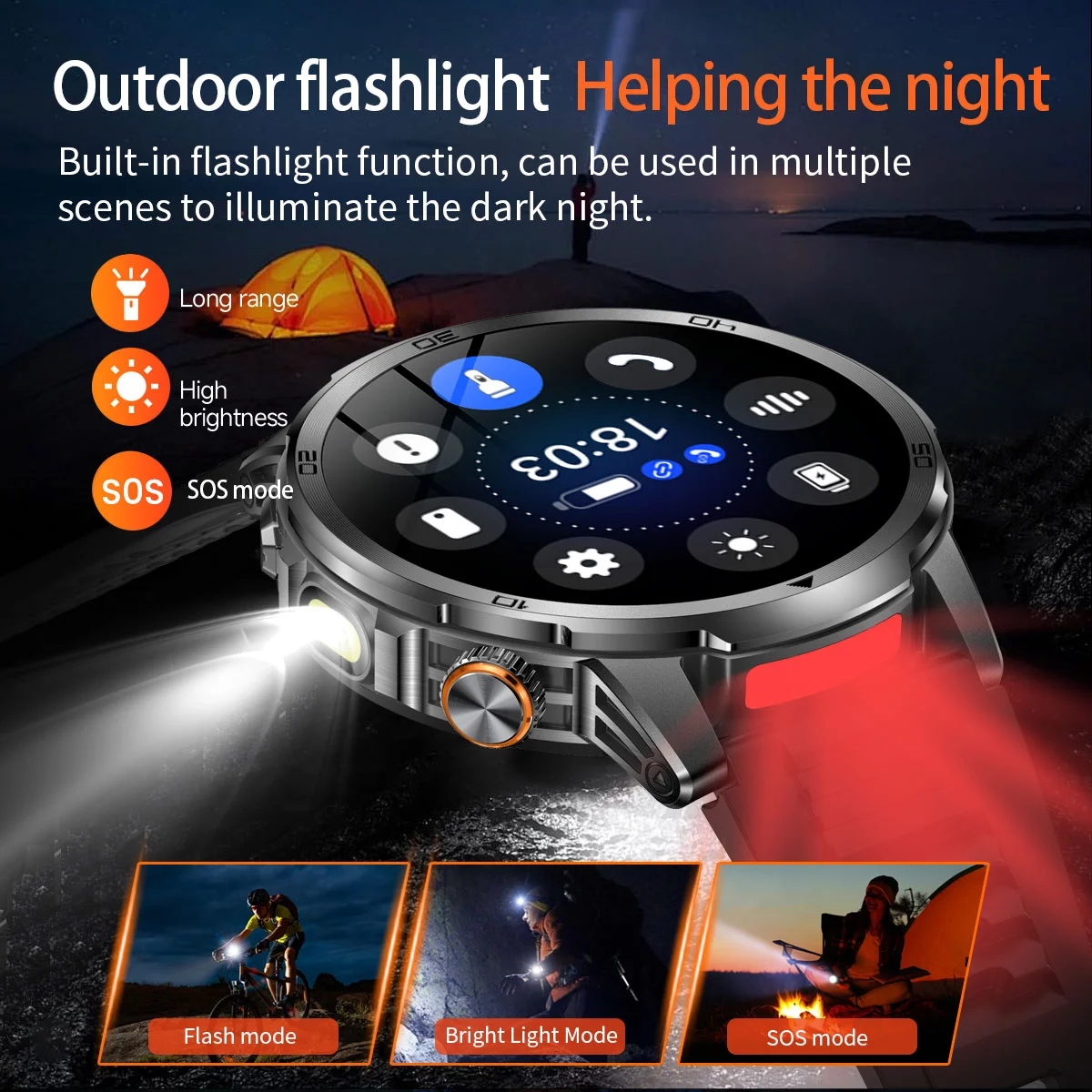 2026 New Military Outdoor Smart Watch 1.85‘’ AMOLED 1000mAh Large Battery 5ATM Waterproof Voice Call Sports Men Fitness Bracel 4