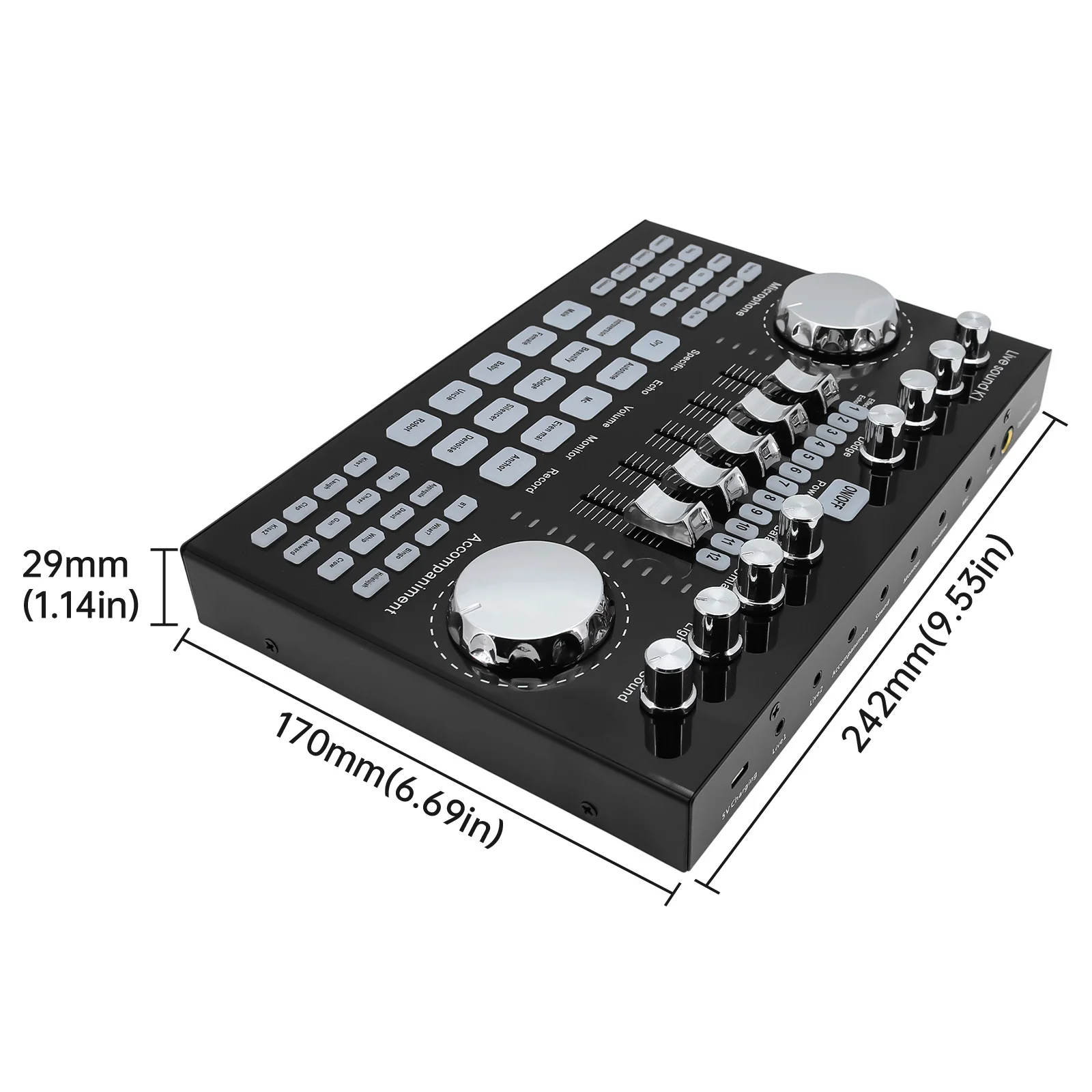 K1 Audio Mixer Live Sound Card Voice Changer Karaoke for Broadcast Recording KTV Music Audio Multifunctional Live Sound Card