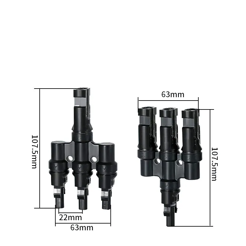 T2/T3/T4/T5/T6 Male&Femal Branch PV Solar panel Cable Connectors 30A 1000V Electrical Photovoltaic Panel Wire Connector 1 Pair