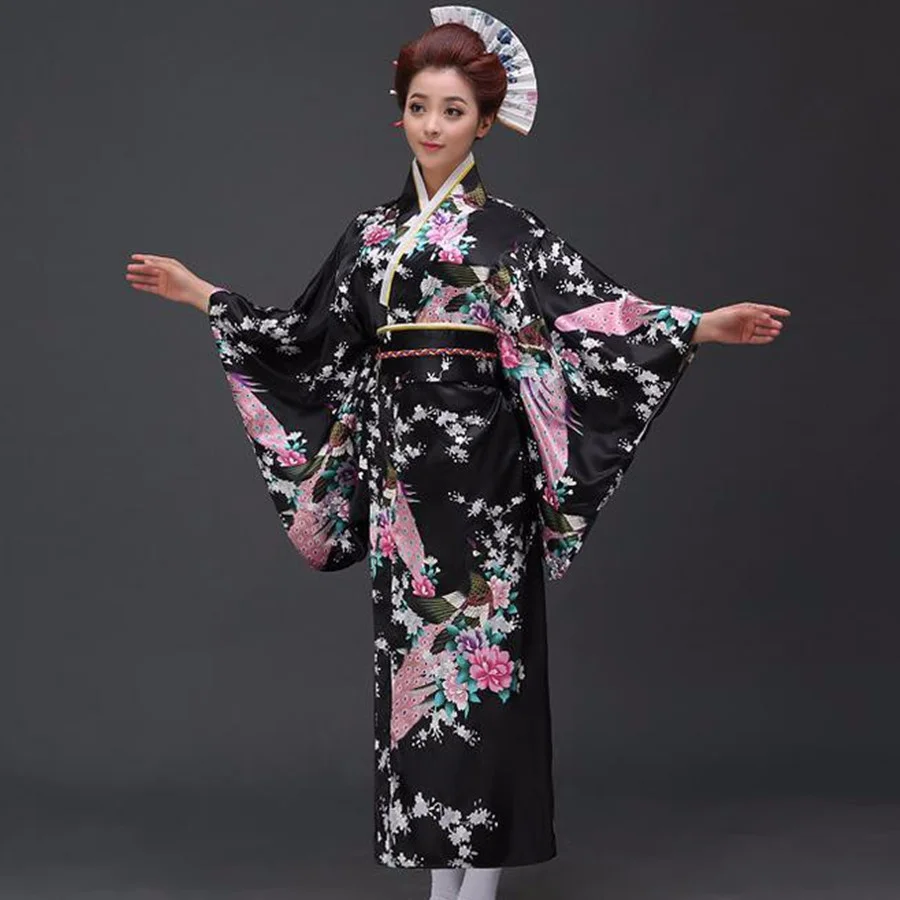

Fashion National Trends Women's Sexy Kimono Yukata and Obi Novelty Evening Dress Japanese Role Playing Costume Flower Size One