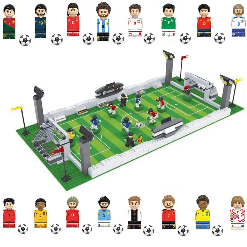

Soccer Field Building blocks DIY Table Football Board Building Bricks Blocks Educational Toys Gift for Kid Famous Football stars