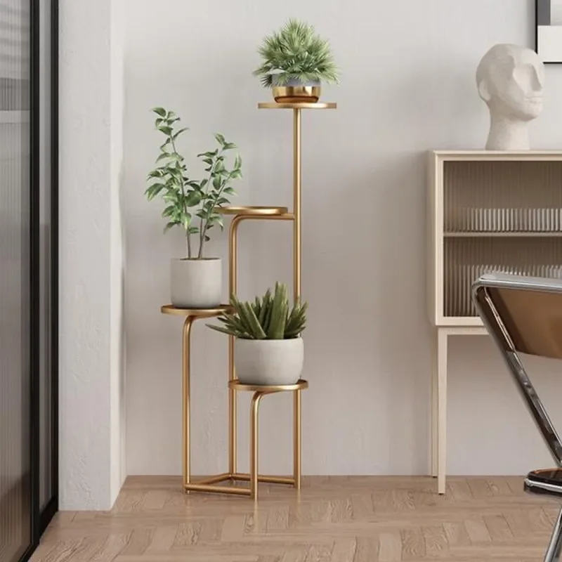 Multilayer Floor Flower Rack, Nordic Creative Stand for Flowers, Balcony Iron Plant Shells, Green Luo Decoration, Flower Holder