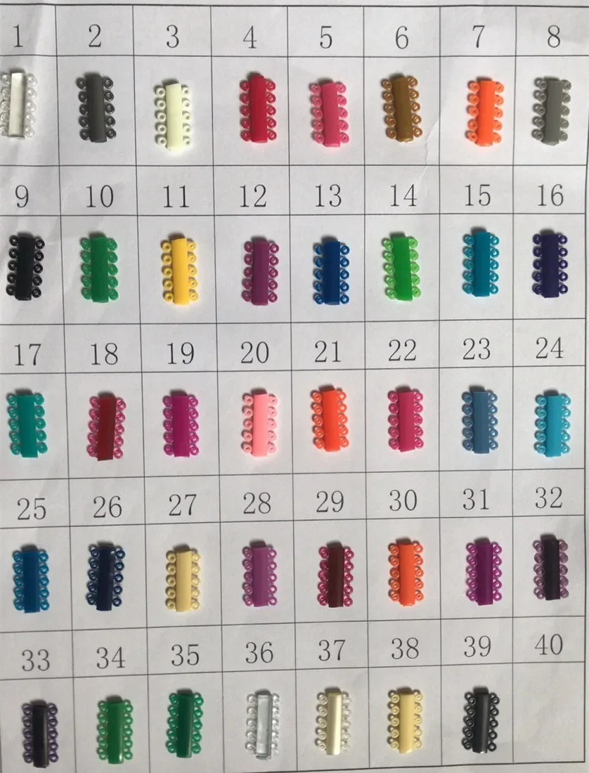 Ligaduras elásticas para ortodoncia Dental, módulos de ligadura elásticos multicolores, materiales dentales, 40 unids/lote por bolsa