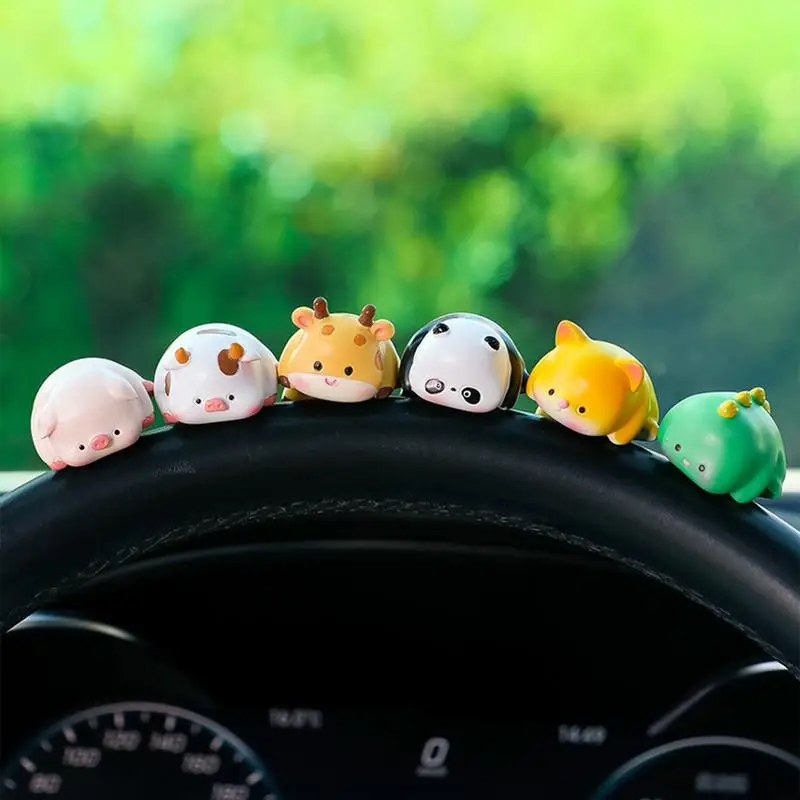 

6PCS Car Ornaments For Dashboard Animal Figurines Dashboard Ornament Auto Interior Dashboard For Gifts Car Dash Accesserios
