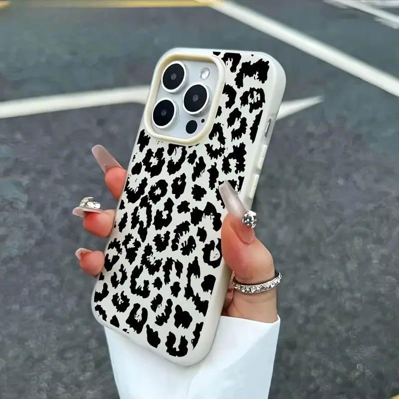 Chic Spotted Black Leopard Print Jelly Phone Case with Air Bumper Cover