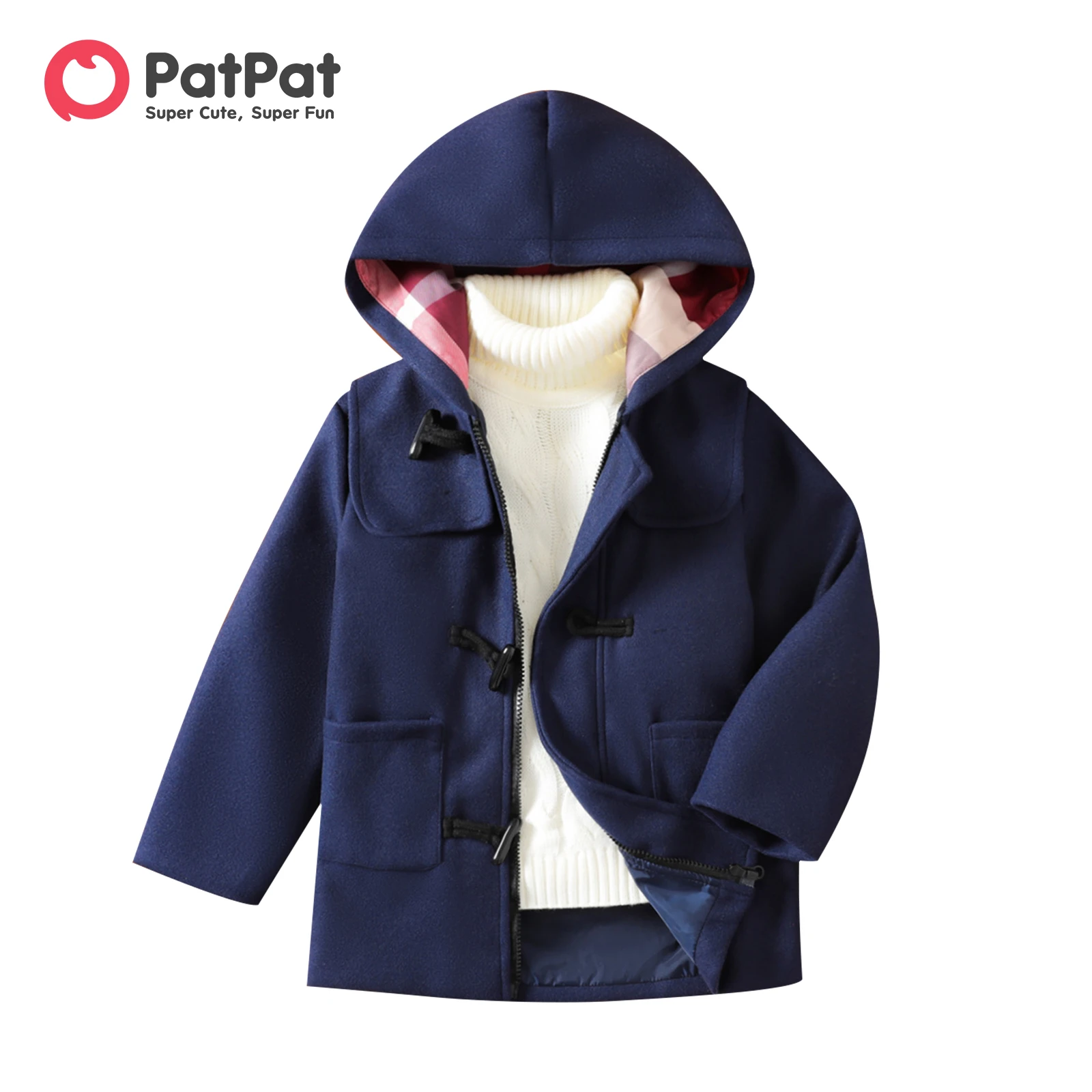 PatPat Kid Boy Solid Color School Style Hooded Jacket
