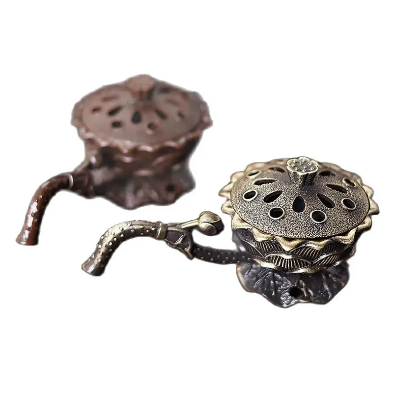 

Copper Color Incense Burner Holder Home Buddha Temple Decoration Incense Stove Burner Censer Indoor Decor