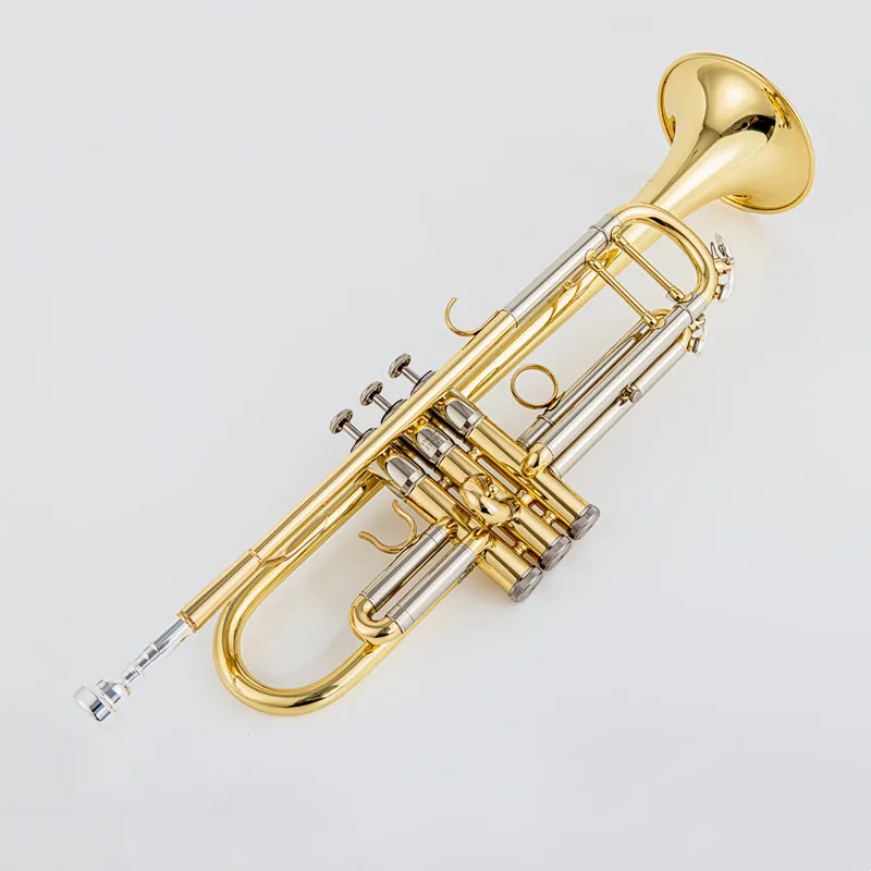 Bb Flat Brass Trompete banhado a prata, trompete profissional, instrumentos musicais com estojo de couro, feito no Jap&atilde;o, qualid