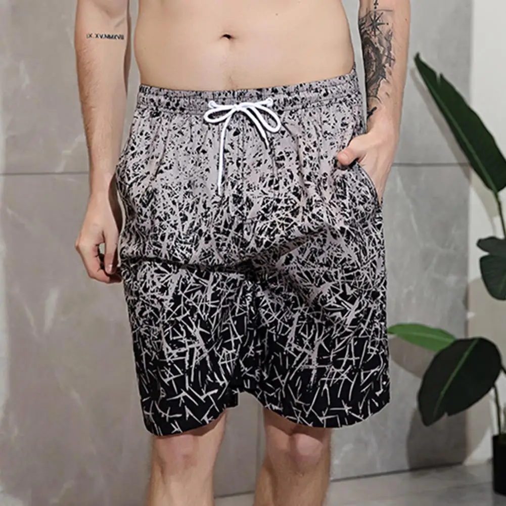 Men Swimming Trunk Loose Colorful Quick Dry Casual Men Swimwear Beach Board Shorts Pockets Summer Surfing Swim Trunks