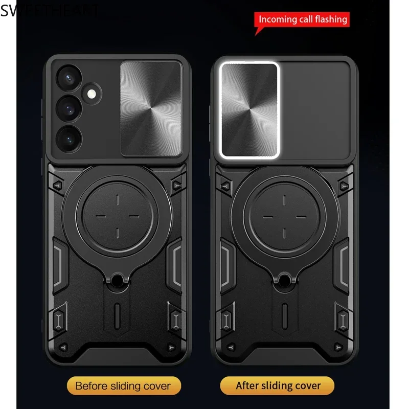 Armor Magnetic Metal Ring Rotation Case with Incoming Call Flashing Alert