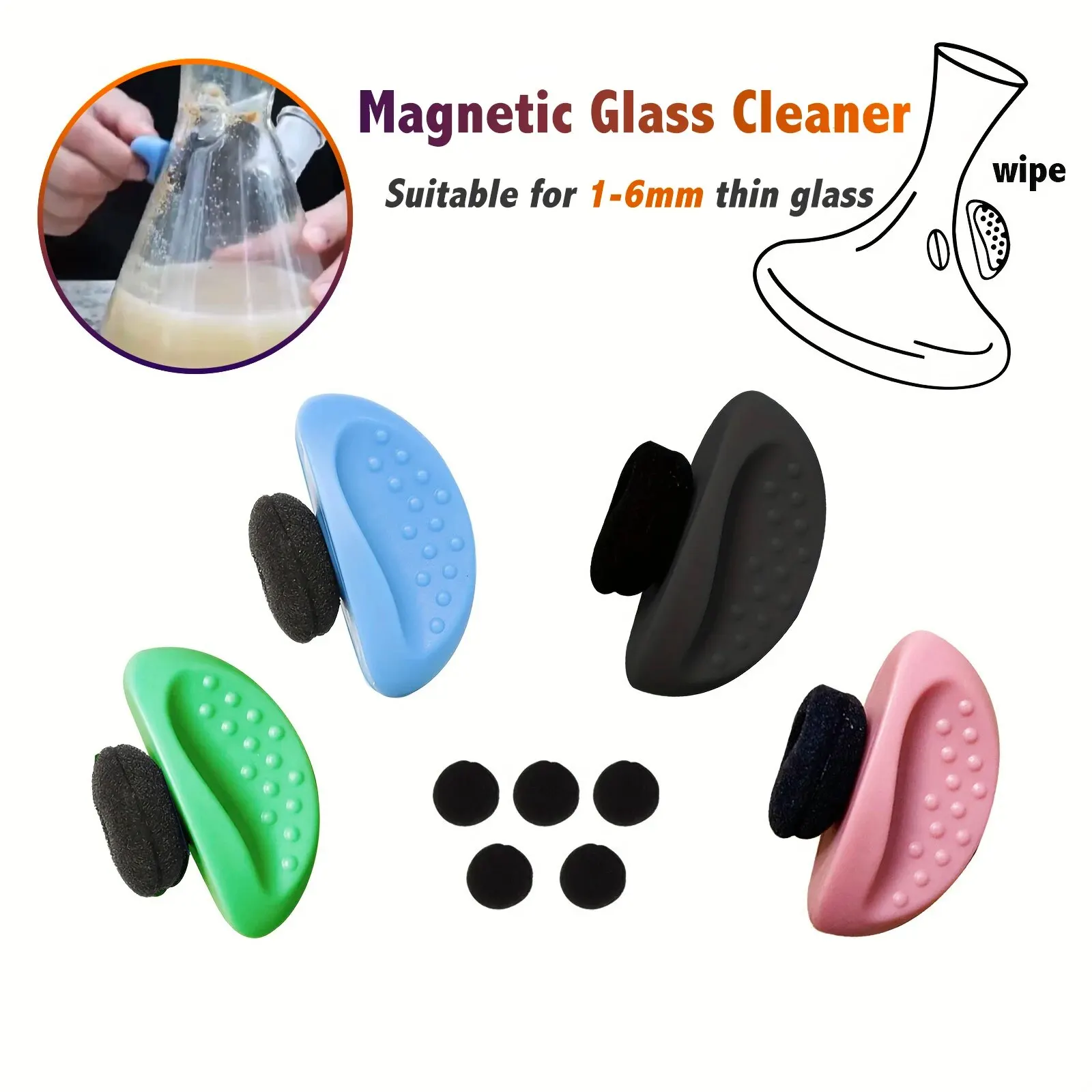 Magnetic Wipe Internal Glass Cleaner Magnetic Precision Scrubber for 2-6mm Thickness Hookah Pot and Glassware hookah cleaning brush cleaning accessories