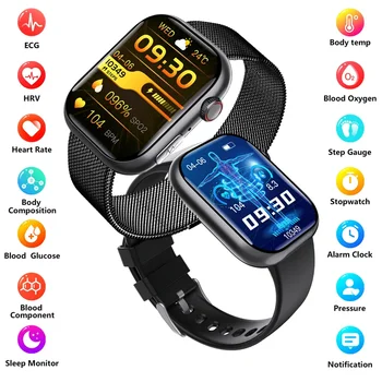 F100 Smart Watch Bluetooth Call 2.1inch Large Screen ECG HRV 24 Hrs Heart Rate Health Monitor SOS Men Women Smartwatch 2