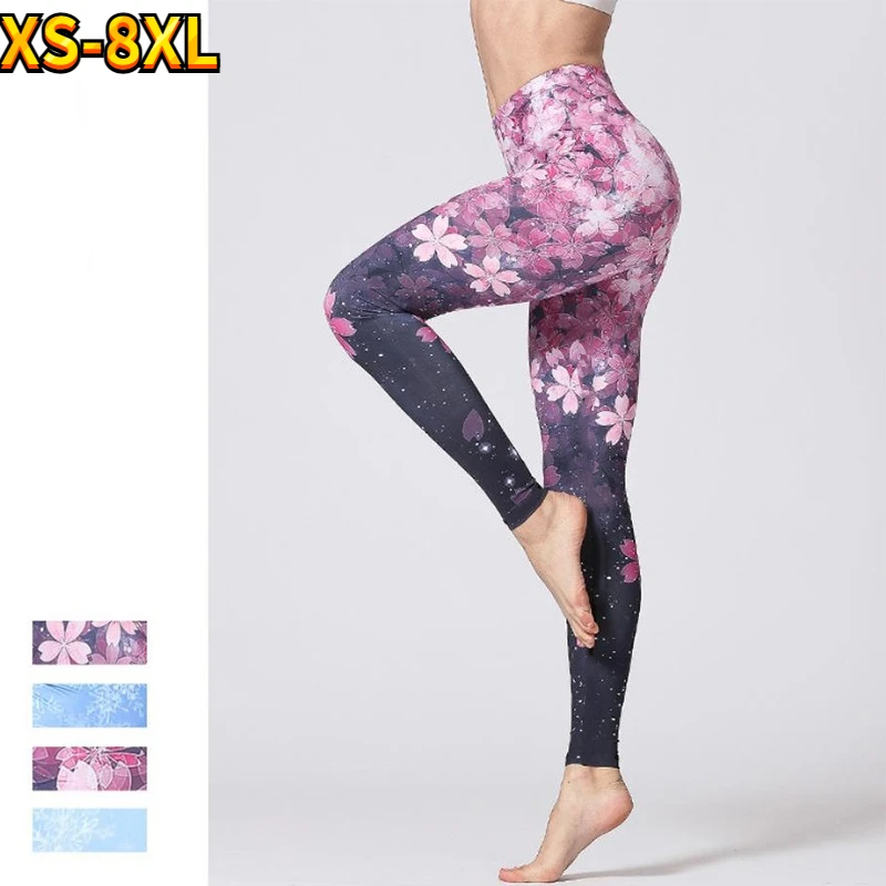 

Yoga Pants Women Flower High Waist Sports Leggings Girl Tights Push Up Trainer Running Trousers Workout Tummy Control XS-8XL