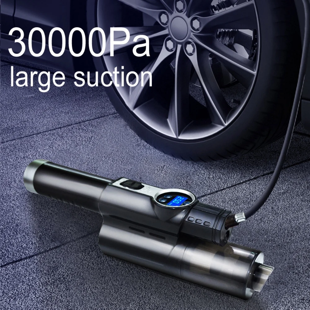 4 In 1 Wired Charging 6000Pa Car Vacuum Cleaner Air Pump Powerful Auto Tire Pressure Detection Inflatable Pump Air Compressor