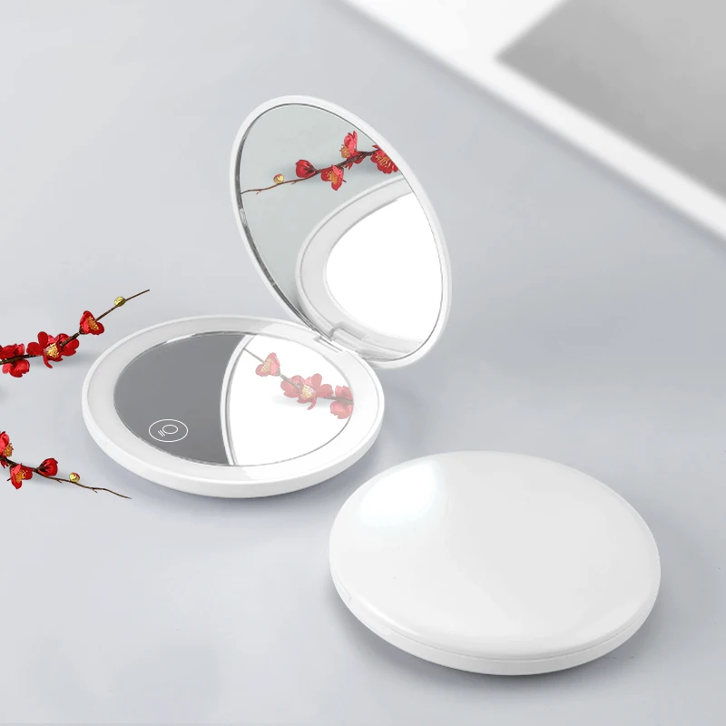 Portable Makeup mirror Mini LED Double-sided mirror Foldable pocket Makeup Mirror, USB charging/battery life, Holiday gifts,