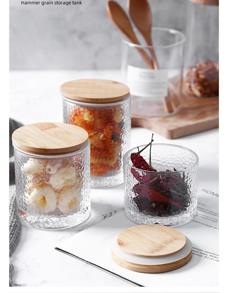 Creative High Borosilicate Clear Glass Sealed Airtight Jar Storage with  Cork Kitchenware Embossed Storage Snack Jar - China Glass Wood Lid Jar and  Glass Candy Jar price