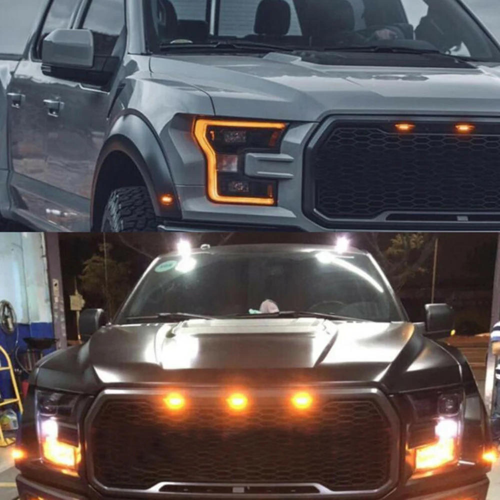 

LED Light Smoke Front Grille Raptor Style Grill Amber Lights For Ford F-150 F150 2010-2018 Signal Lamp Car Assembly