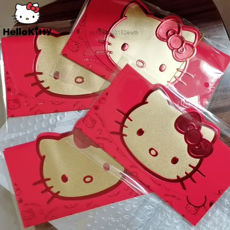 

12 Pcs/Set Sanrio Hello Kitty New Year's Big Red Envelope Creative 3D Cute Cartoon Gifts Red Envelope Paper Bag Letter Holders