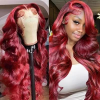 250 Density 99J Burgundy 13x6 Hd Lace Frontal Human Hair Wig Brazilian Hair 30 Inch Colored Body Wave Human Hair Wigs For Women
