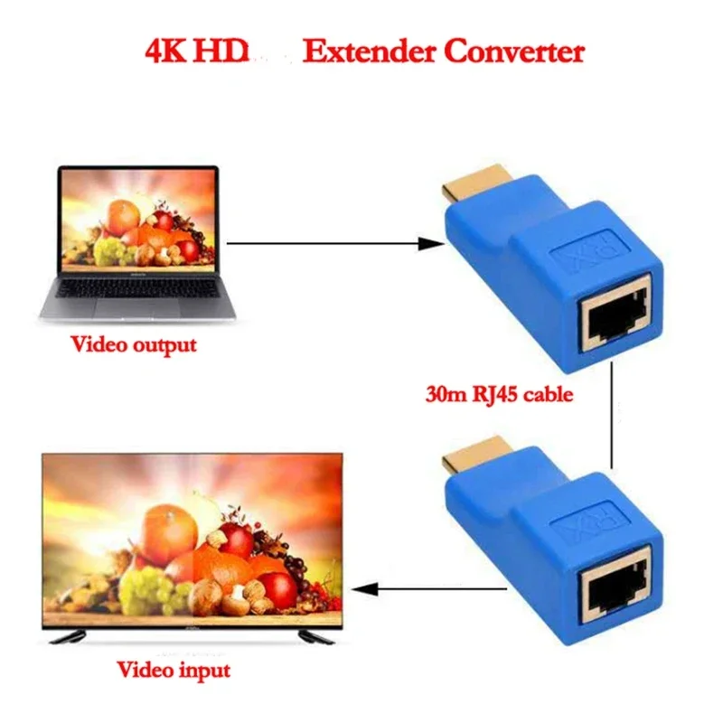 1080P HD 4K HDMI Extender RJ45 Ports Network 30M HDMI to RJ45 Over CAT5e / 6 UTP LAN Extender Cable hdmi cable